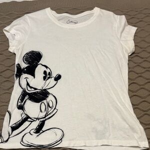 Disney White and Black Mickey Mouse Kids Tee